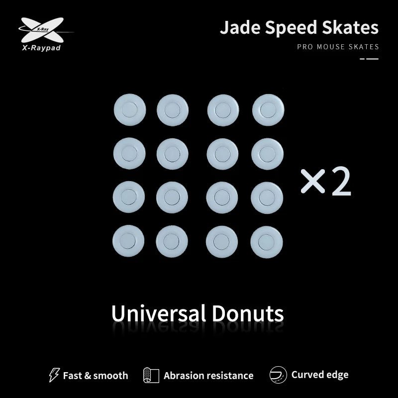 64 pack Xraypad Universal Donut Mouse Skates – Jade Speed - Obsidian Control - Krazed Gaming