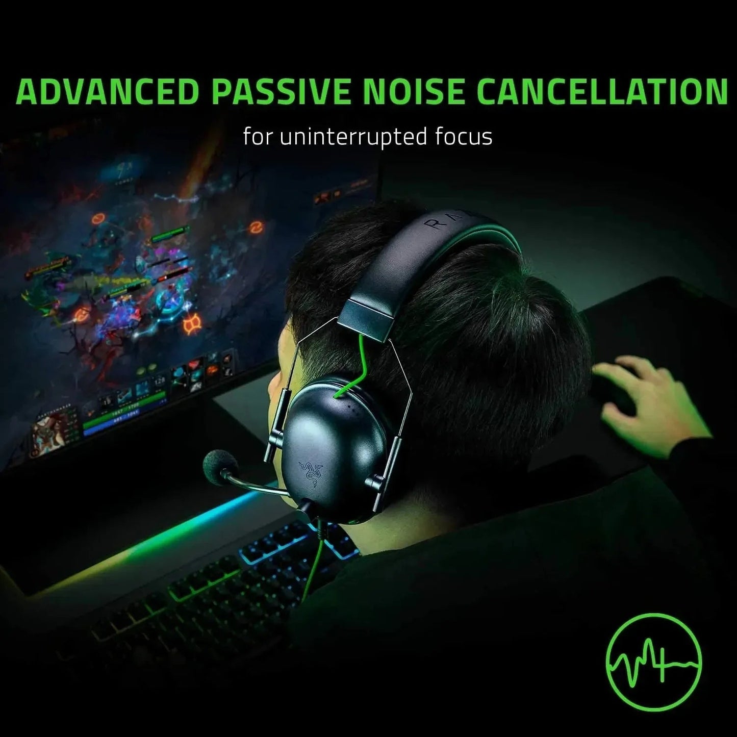 Authentic Razer BlackShark V2X Wired Esports Headset w/ Advanced Passive Noise Cancellation, 7.1 Surround Sound, Hyperclear Cardioid Mic - Krazed Gaming