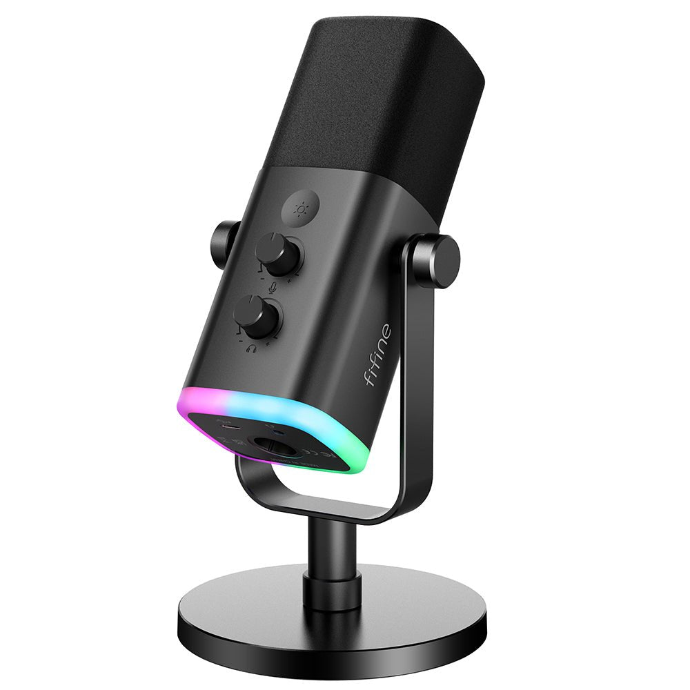 Fifine Gaming Mic - USB and XLR Connections, Dynamic Microphone with Touch Mute Button, Headphone Jack, More - Krazed Gaming