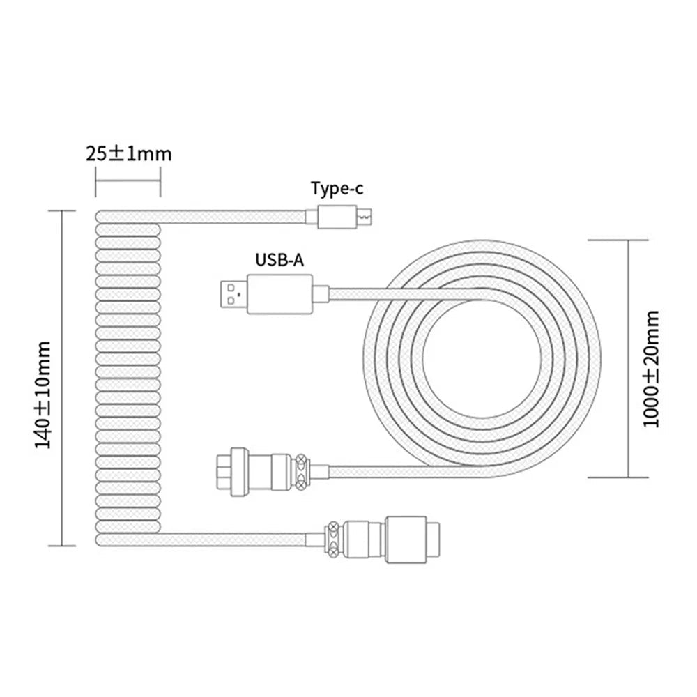 KG ColorWave Coiled Cable USB Type C - Krazed Gaming