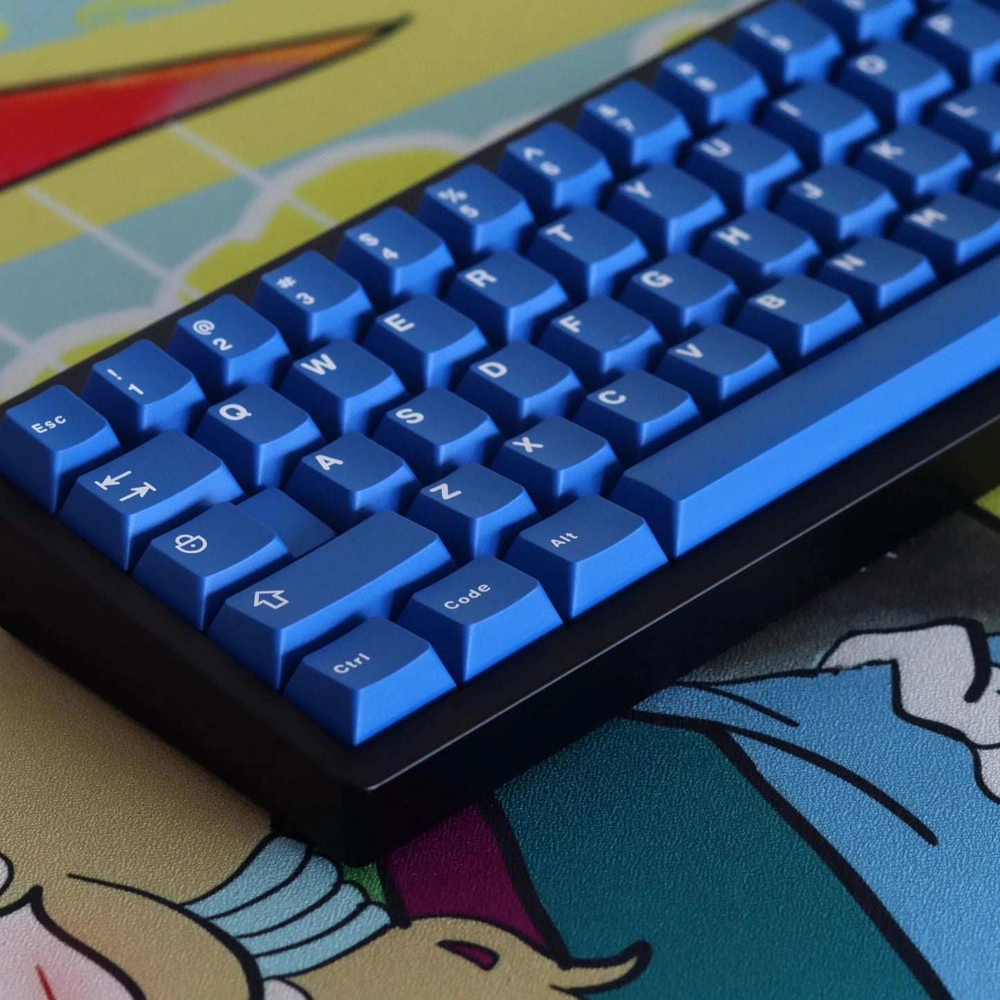 KGABS1B - 114 Keys Classic Blue Semi - Transparent Double Shot ABS Keycaps Double Sho - Krazed Gaming