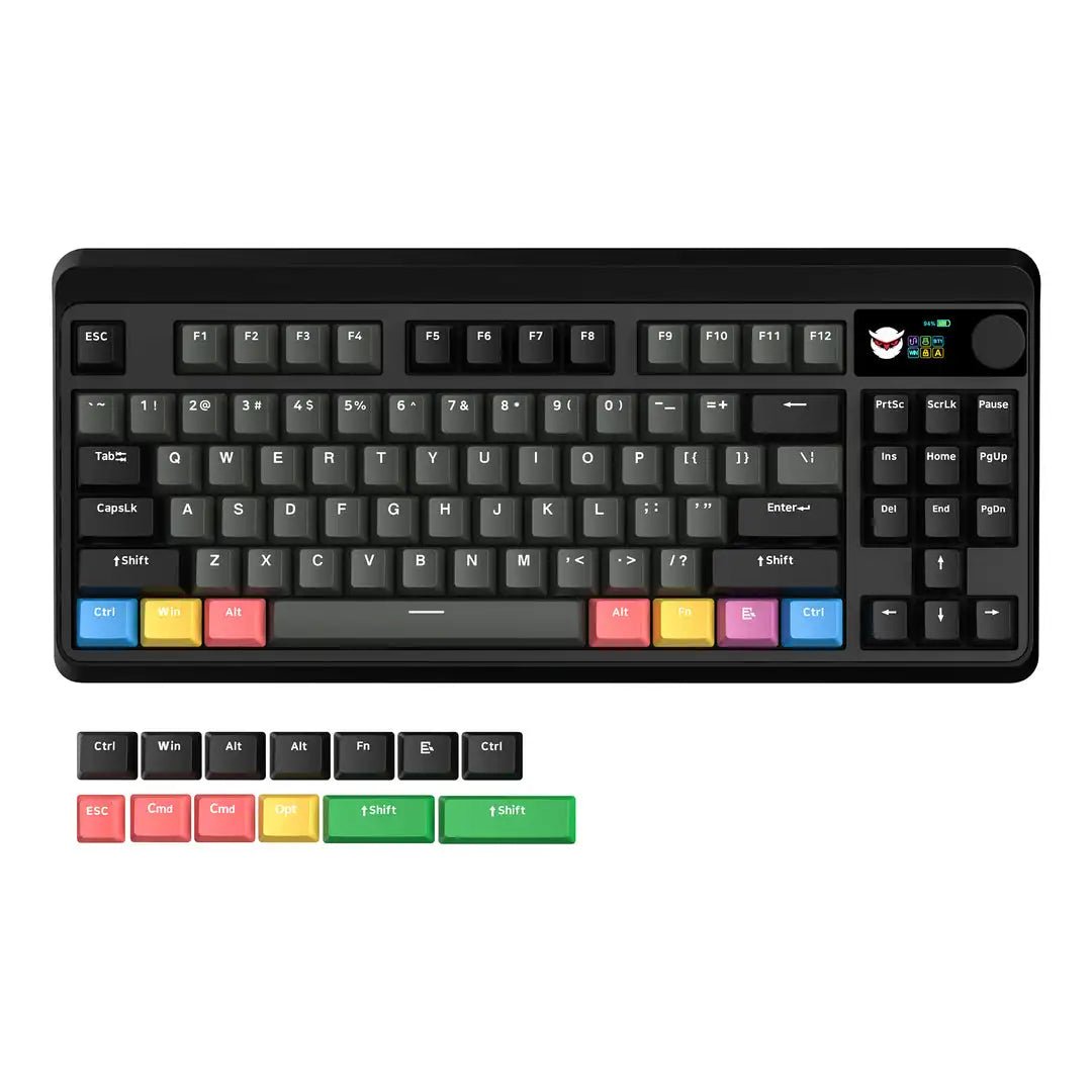 Kgm1 - 87 Pro Hot - Swap Mechanical Keyboard w/ Bluetooth/ 2.4GHz / Usb - C | Tkl Rgb Tri - Mode w/ Oled Display Knob - Krazed Gaming